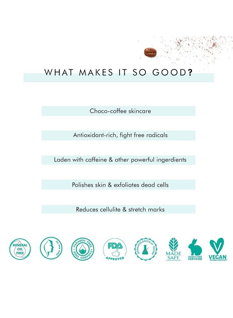 إم كافيين مقشر لتلميع الجسم وازالة الاسمرار والترطيب المكثف وفرك الجسم بالقهوة ومجموعة زبدة الجسم بالشوكولاتة للحصول على بشرة ناعمة وسلسة للرجال والنساء - Image 4