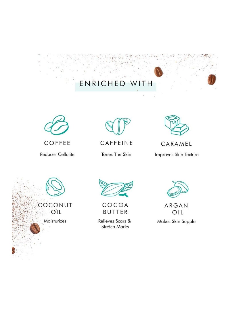 إم كافيين مقشر لتلميع الجسم وازالة الاسمرار والترطيب المكثف وفرك الجسم بالقهوة ومجموعة زبدة الجسم بالشوكولاتة للحصول على بشرة ناعمة وسلسة للرجال والنساء - Image 5