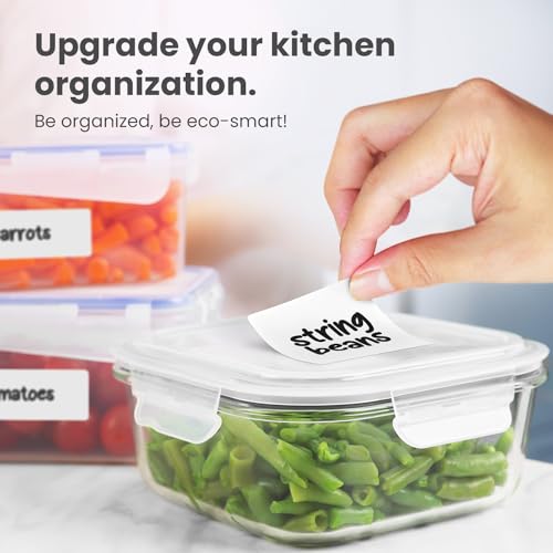 MESS Removable Food Labels for Containers (96-Pack) 1x3" & 1.5" Erasable Kitchen Labels for Organizing, Freezer & Fridge, White Dry Erase Labels for Jars - Image 4