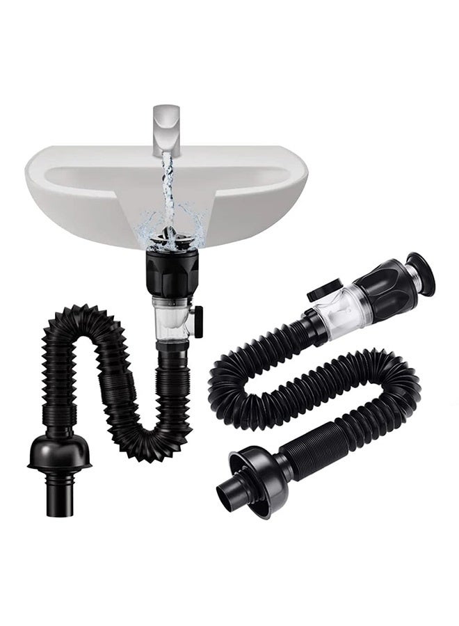 Peachjoy Sink Drain Kit With Flexible Expandable P-Trap for 1-1/4" and 1-1/2" Drain Hole - Anti-Odor Bathroom Pipe Tube - Image 1