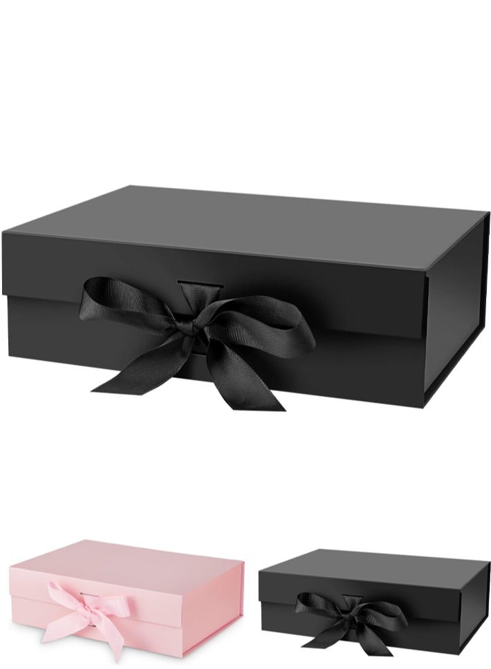 Gift Box with Magnetic, Black Large Gift Box with Ribbon， Gift Boxes for Birthday, Wedding, Graduation - Image 1