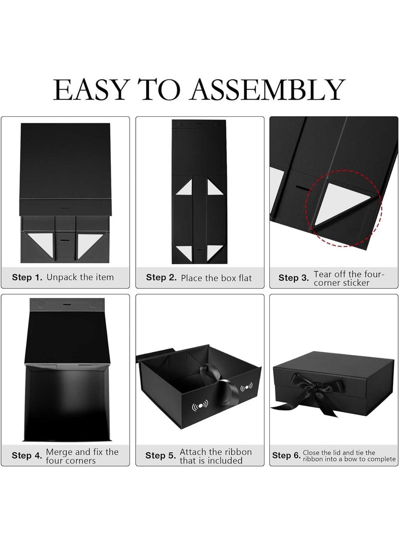 Gift Box with Magnetic, Black Large Gift Box with Ribbon， Gift Boxes for Birthday, Wedding, Graduation - Image 4