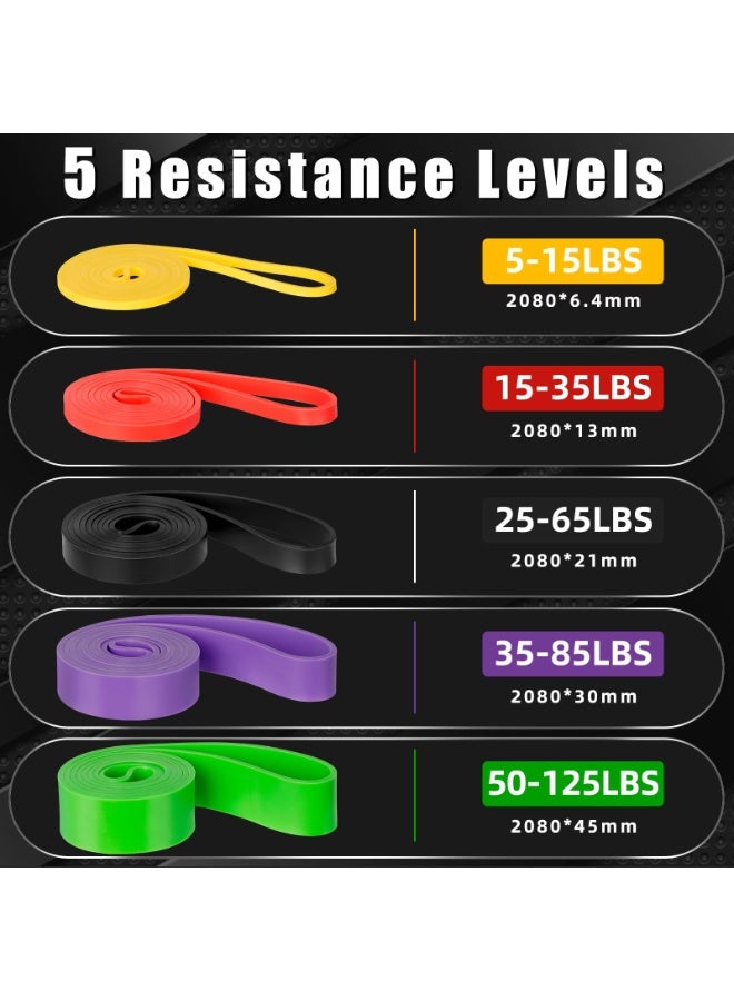 ZERIFAM Resistance Bands Set, 5 Pack Sports Exercise Band Strength Training with Door Anchor and Handles, Assist Straps for Pull Ups, Resistance Bands for Men Women, Workout Bands for Home or Gym - Image 5