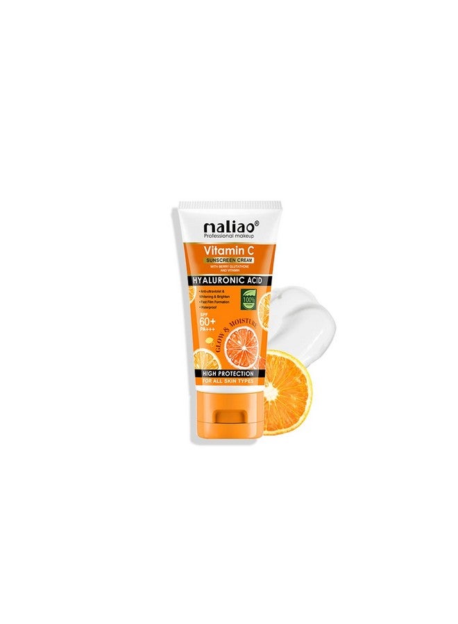 Maliao Vitamin C Sunscreen Cream SPF 60+ PA+++ | With Berry Glutathione & Hyaluronic Acid | Waterproof & Sweatproof | Brightening & Anti-Aging Sunblock | For All Skin Types | 100g - Image 1
