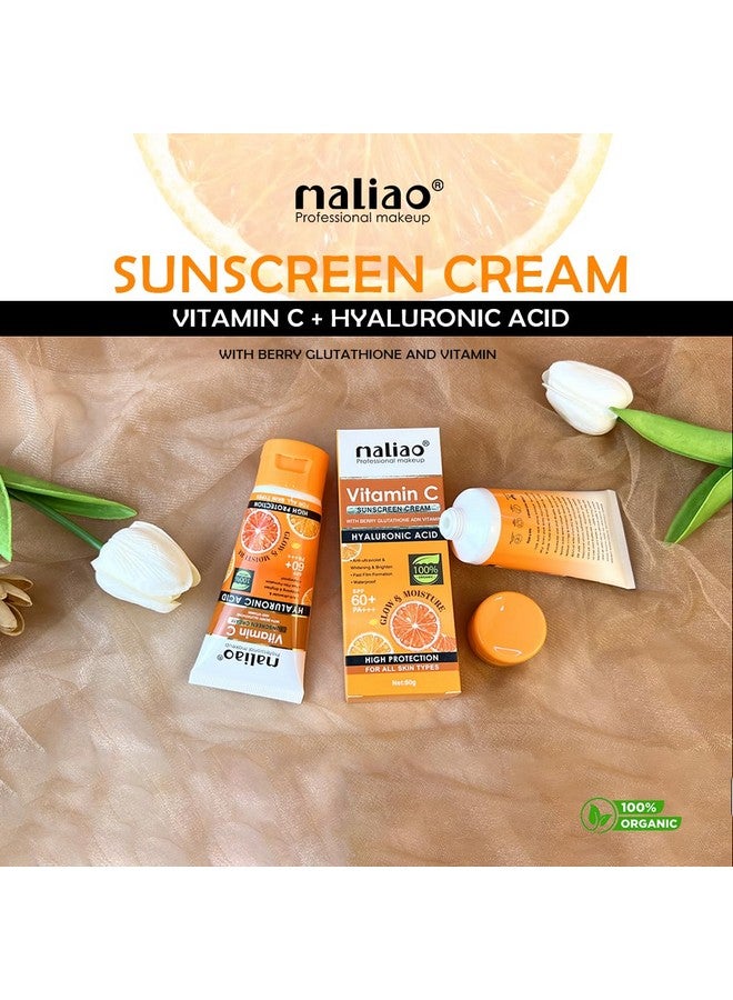 Maliao Vitamin C Sunscreen Cream SPF 60+ PA+++ | With Berry Glutathione & Hyaluronic Acid | Waterproof & Sweatproof | Brightening & Anti-Aging Sunblock | For All Skin Types | 100g - Image 5