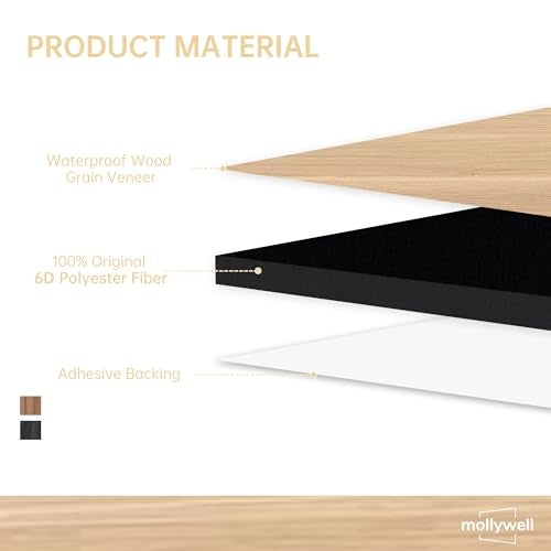 Mollywell Art Acoustic Wall Panels, 24x24 Inch 8 Pack, Wood Veneer, Sound Absorbing Self-Adhesive Wall Decor, Thread and Prism Woven Patterns, Natural Oak, for Home & Studio - Image 3