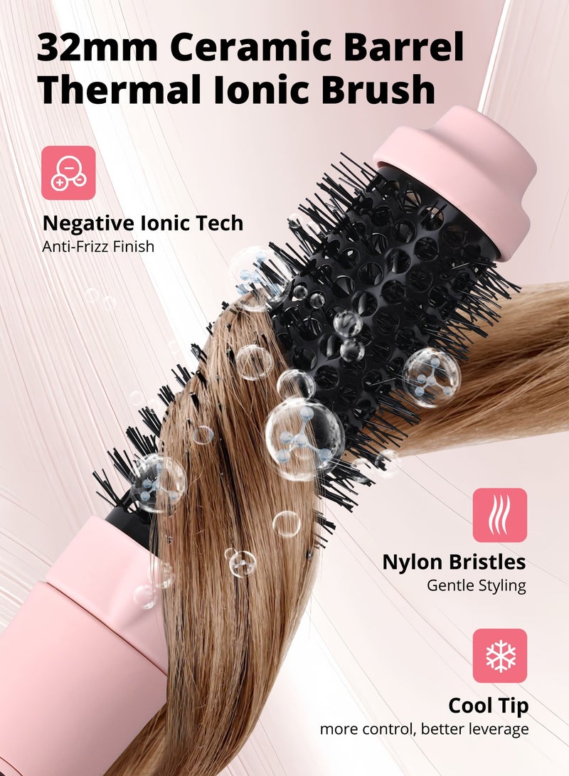 DOSCHER Ionic Hair Styler Brush and Hair Curler, 32mm Barrel Professional Curling Iron for All Hair Types, Fast Heated 60°C-220°C, for Curling & Straightening & Volumizing Perfect Gift for Women - Image 2