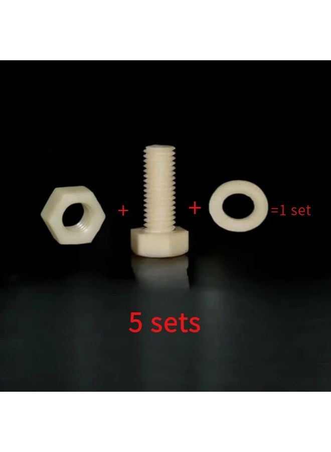 M8 16 30 50 Series Nylon Plastic Screw Kit With Nut Washers External Hexagonal Bolts - Image 3