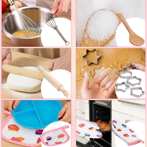 3 Otters Kids Chef Hat and Apron, 11 PCS Chef Costume Sets Pretend Play Kitchen Toys Baking Tools for Toddler - Image 5