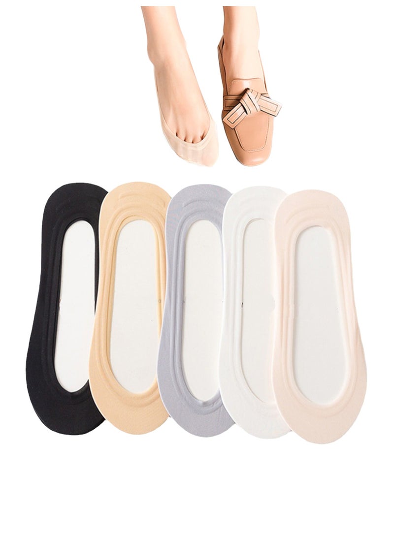 5PCS Womens No Show Socks Thin Liner Socks Non Slip Socks - Image 1