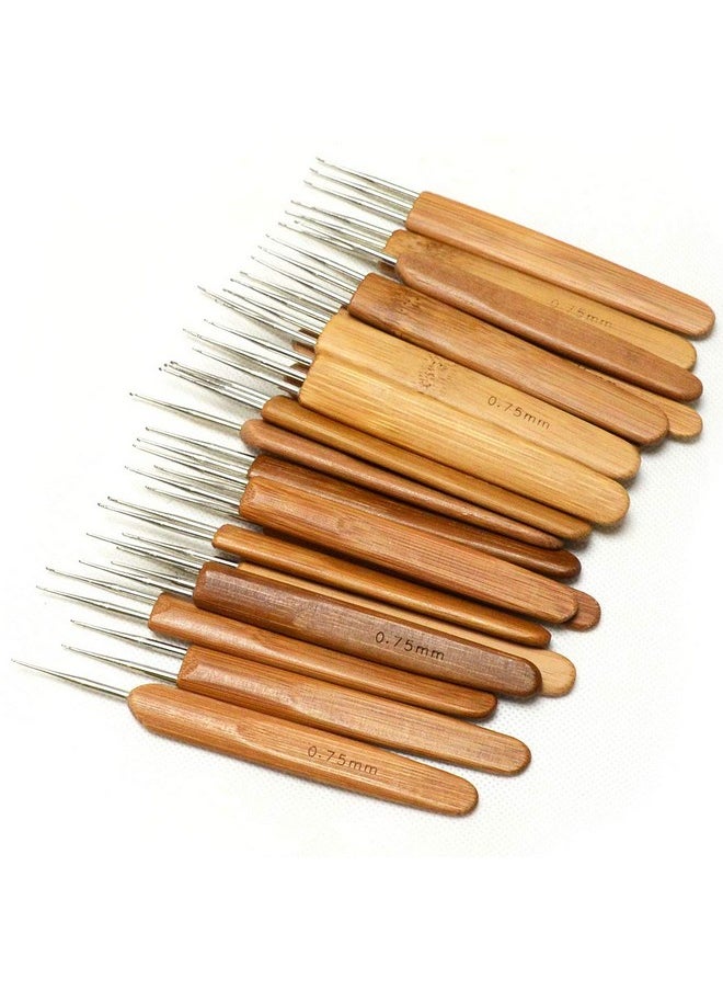 BLUPLE - 3Pcs/Set(1Hook,2Hook,3Hook) Bamboo Dreadlock Crochet Hook Dreadlocks Crochet Needle With Wooden Handle Soft Touch Steel 0.75Mm Crochet Hook For Braid Craft - Image 1