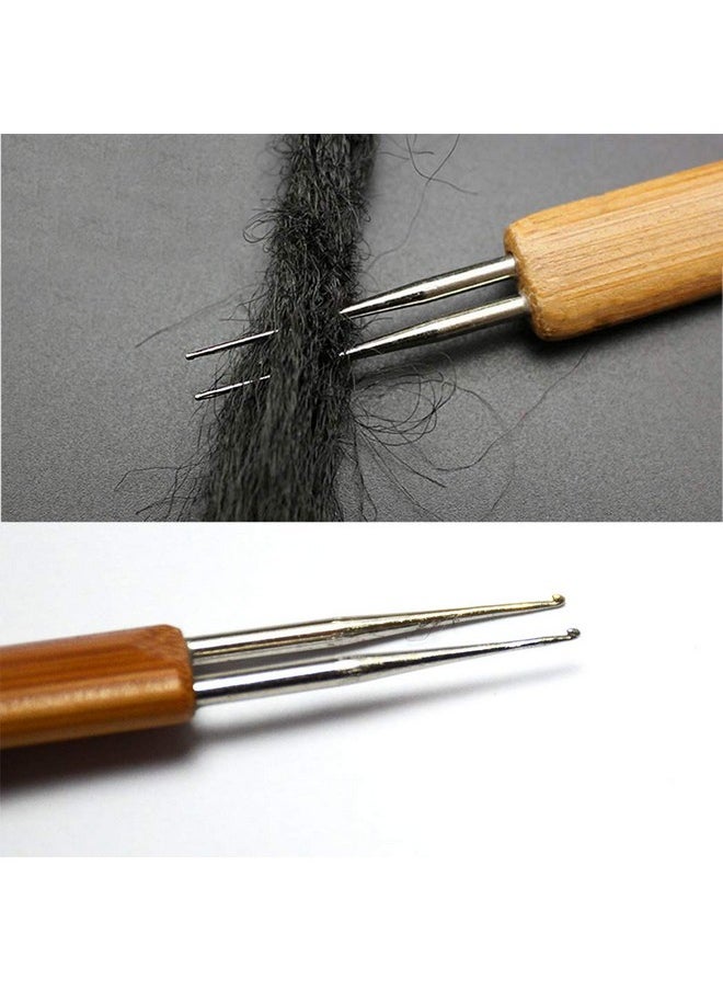 BLUPLE - 3Pcs/Set(1Hook,2Hook,3Hook) Bamboo Dreadlock Crochet Hook Dreadlocks Crochet Needle With Wooden Handle Soft Touch Steel 0.75Mm Crochet Hook For Braid Craft - Image 1