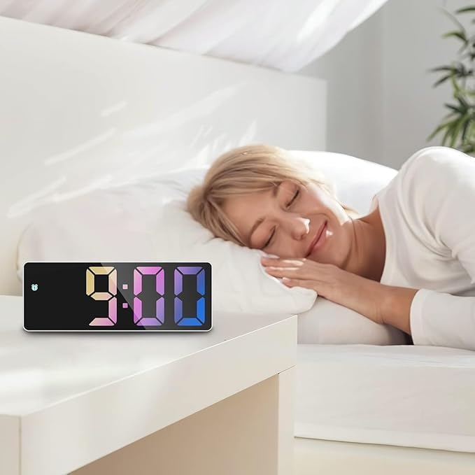 CHEENNY Digital Alarm ClockNewest Rainbow LED Clock for BedroomModern Small Clock withTemperature DisplayAdjustable BrightnessVoice Control1224H Display Clock for HomeOffice - Image 4