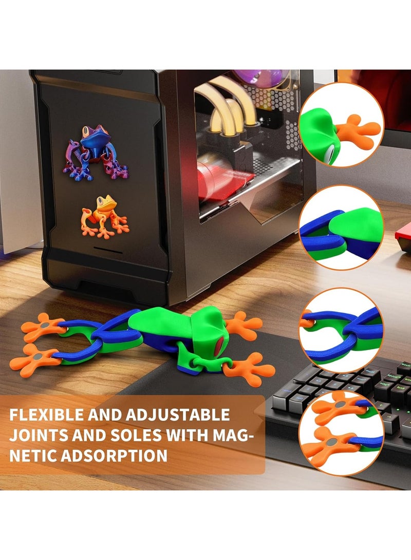 عام 4 قطع من مغناطيسات الضفادع المطبوعة ثلاثية الأبعاد للثلاجة - نماذج ضفادع مفصّلة واقعية قافزة، ديكور مغناطيسي للثلاجة لتزيين المنزل والمكتب - Image 5