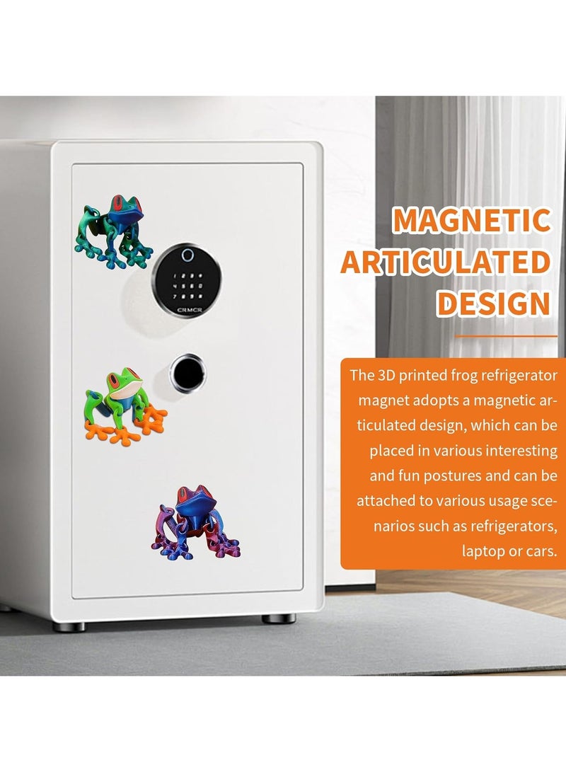 عام 4 قطع من مغناطيسات الضفادع المطبوعة ثلاثية الأبعاد للثلاجة - نماذج ضفادع مفصّلة واقعية قافزة، ديكور مغناطيسي للثلاجة لتزيين المنزل والمكتب - Image 3