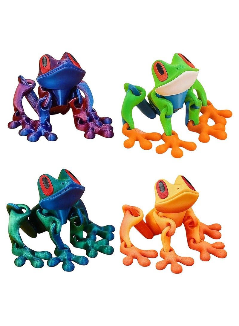 عام 4 قطع من مغناطيسات الضفادع المطبوعة ثلاثية الأبعاد للثلاجة - نماذج ضفادع مفصّلة واقعية قافزة، ديكور مغناطيسي للثلاجة لتزيين المنزل والمكتب - Image 1