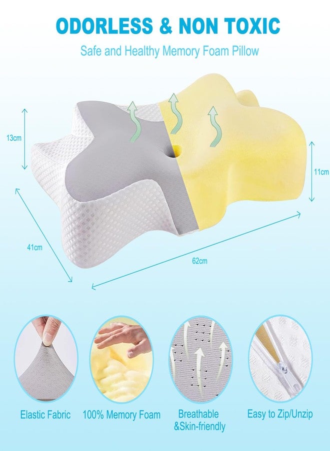 BLYPHOO Cervical Pillow for Neck and Shoulder, Memory Foam Neck Pillow, Upgraded Ergonomic Orthopedic Neck Support Pillow for Back Side Stomach Sleeping, Premium Contour Bed Pillow with Washable Cover - Image 4