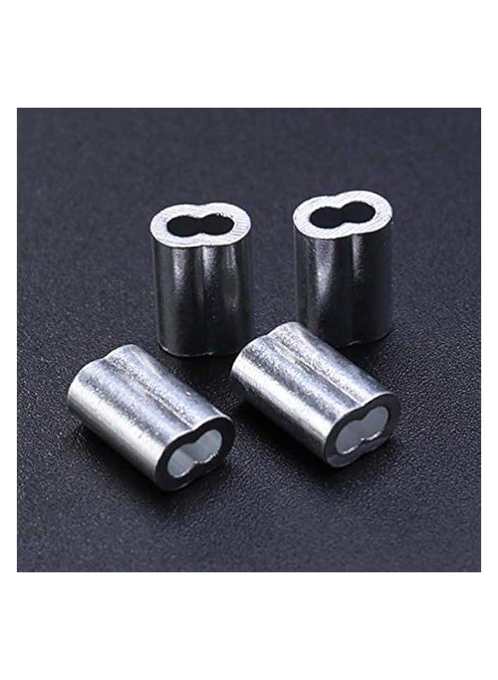 Hemobllo 200pcs Cable Ferrule M2 Aluminum Crimping Loop Sleeve Double Ferrule Cable Crimp for Steel Wire Cable (Silver) - Image 2