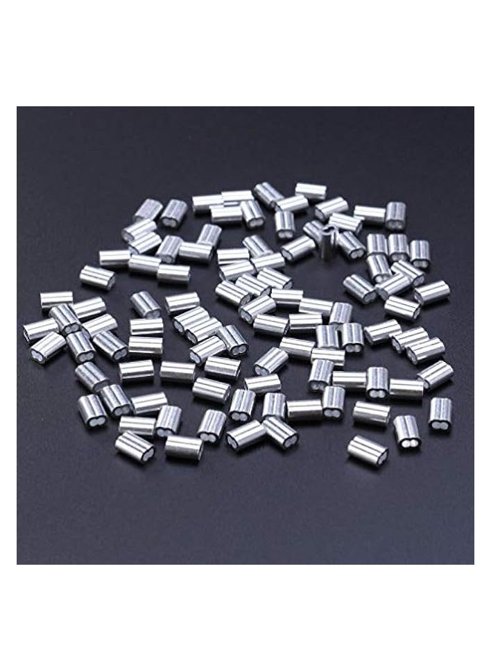 Hemobllo 200pcs Cable Ferrule M2 Aluminum Crimping Loop Sleeve Double Ferrule Cable Crimp for Steel Wire Cable (Silver) - Image 3