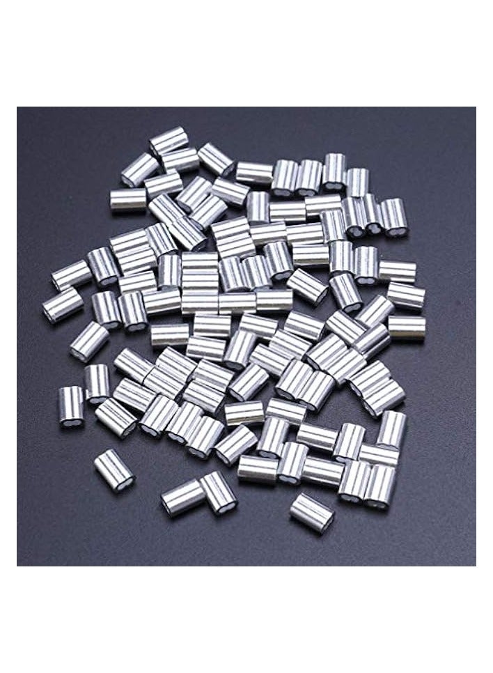 Hemobllo 200pcs Cable Ferrule M2 Aluminum Crimping Loop Sleeve Double Ferrule Cable Crimp for Steel Wire Cable (Silver) - Image 4