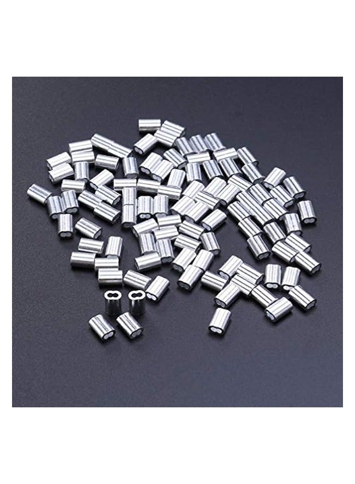 Hemobllo 200pcs Cable Ferrule M2 Aluminum Crimping Loop Sleeve Double Ferrule Cable Crimp for Steel Wire Cable (Silver) - Image 5