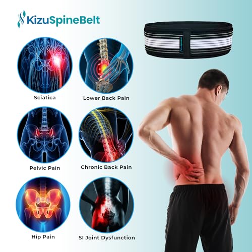 FREEZE2TRIM Kizu Relief Belt Sciatica Pain Relief Devices Lower Back Brace SI Joint Support Adjustable Back Support for Sciatic Pain Men Women Hip Compression Wrap Regular Plus Hip Size 4756 - Image 3