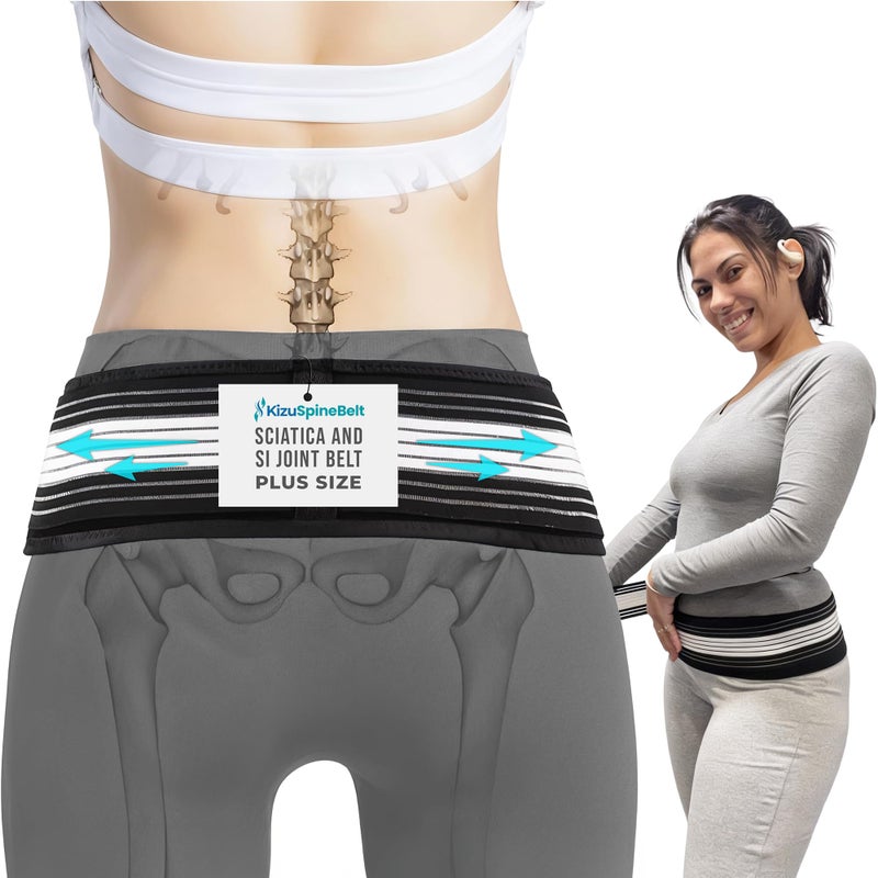 FREEZE2TRIM Kizu Relief Belt Sciatica Pain Relief Devices Lower Back Brace SI Joint Support Adjustable Back Support for Sciatic Pain Men Women Hip Compression Wrap Regular Plus Hip Size 4756 - Image 2