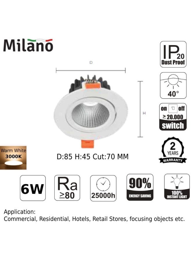 DANUBE HOME Milano New Dim Led Spot Light 6W 3000K - Image 2