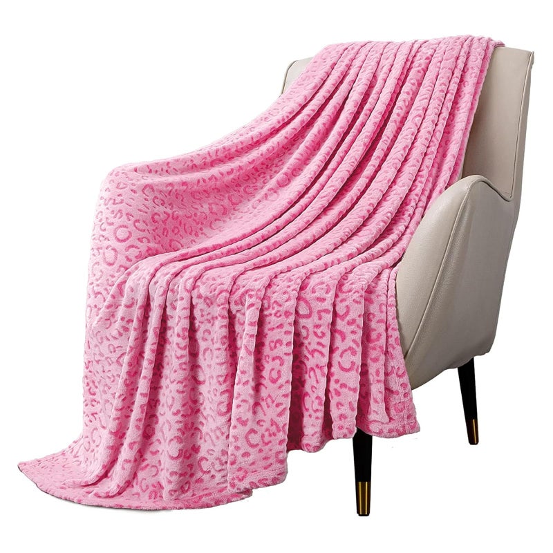MACEVIA Flannel Fleece Twin Blanket for Couch Pink 3D Cheetah Blanket for Adult Lightweight Warm Cozy Soft Leopard for Bed Sofa 260GSM Suitable for All Seasons Pink Leopard60x80inches