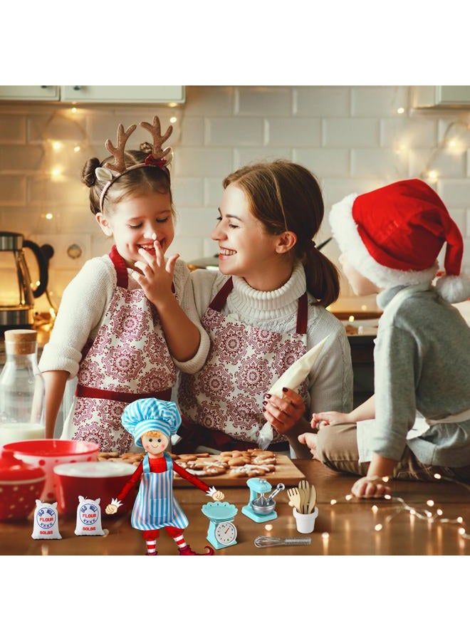 Motionchic 20 Pcs Christmas Elf Accessories Elf Doll Cooking Accessories Include Baker Outfit Mini Baking Props for Elf Dollhouse, Xmas Elf Clothes and Accessories Gift - Image 5