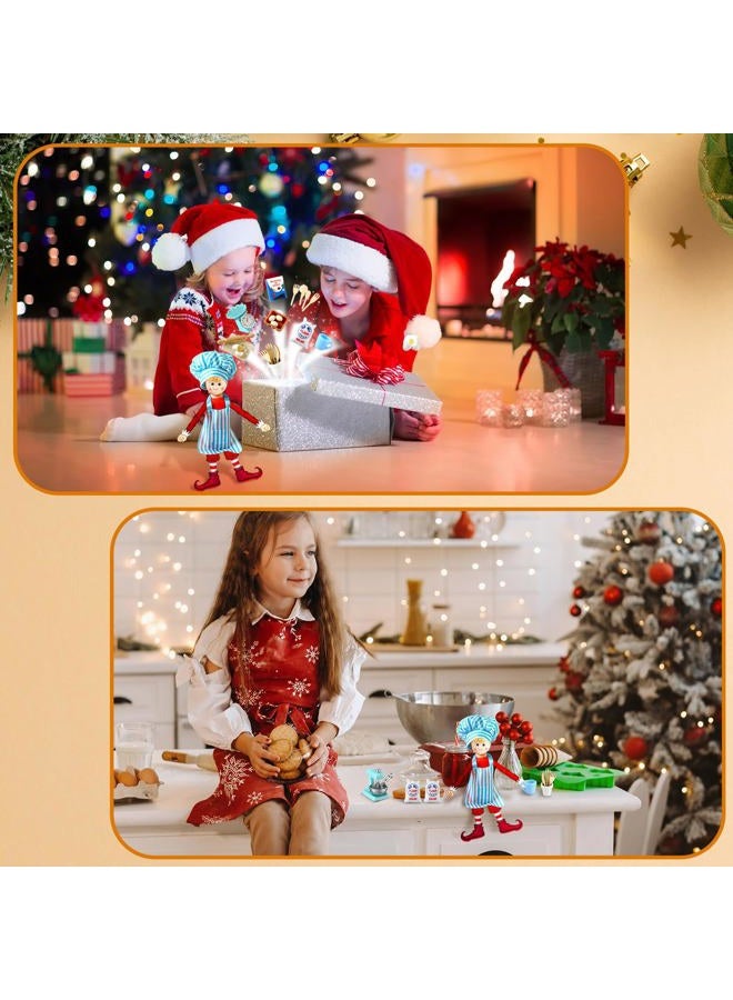 Motionchic 20 Pcs Christmas Elf Accessories Elf Doll Cooking Accessories Include Baker Outfit Mini Baking Props for Elf Dollhouse, Xmas Elf Clothes and Accessories Gift - Image 3