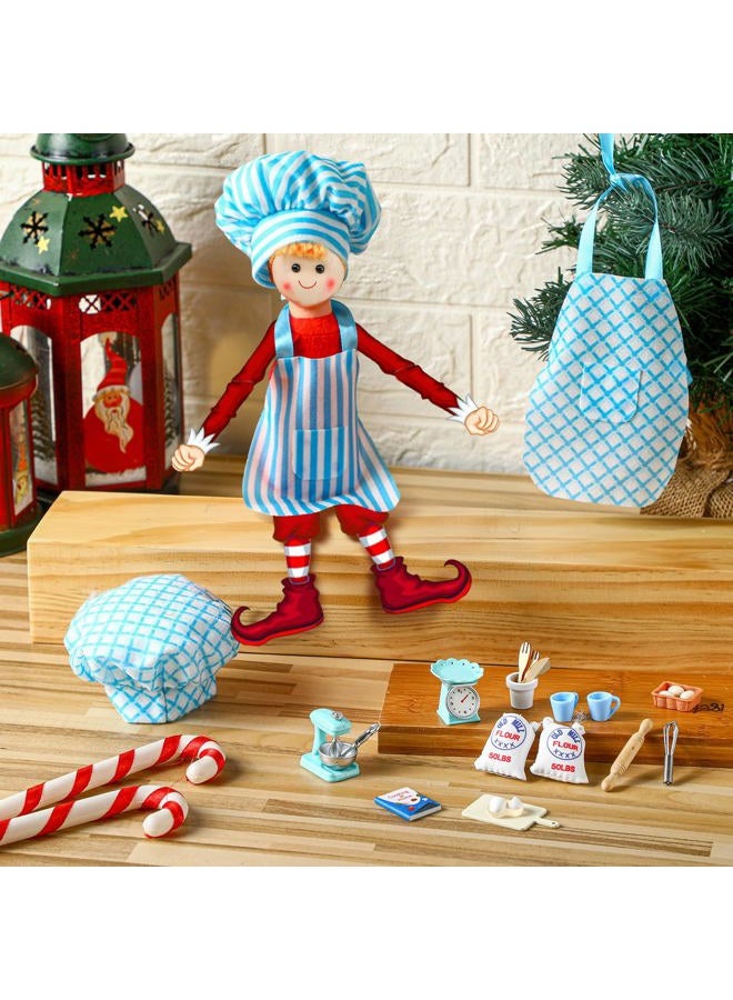 Motionchic 20 Pcs Christmas Elf Accessories Elf Doll Cooking Accessories Include Baker Outfit Mini Baking Props for Elf Dollhouse, Xmas Elf Clothes and Accessories Gift - Image 2