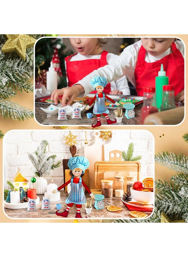 Motionchic 20 Pcs Christmas Elf Accessories Elf Doll Cooking Accessories Include Baker Outfit Mini Baking Props for Elf Dollhouse, Xmas Elf Clothes and Accessories Gift - Image 4