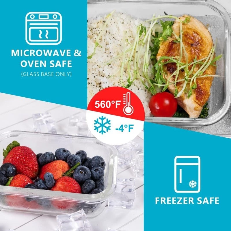 Igluu Meal Prep Glass Containers with Lids (10 Pack) â€“ Airtight & BPA-Free â€“ Oven, Microwave, Freezer & Dishwasher Safe â€“ 12.5oz/35.5oz â€“ Durable Borosilicate Glass - Image 3