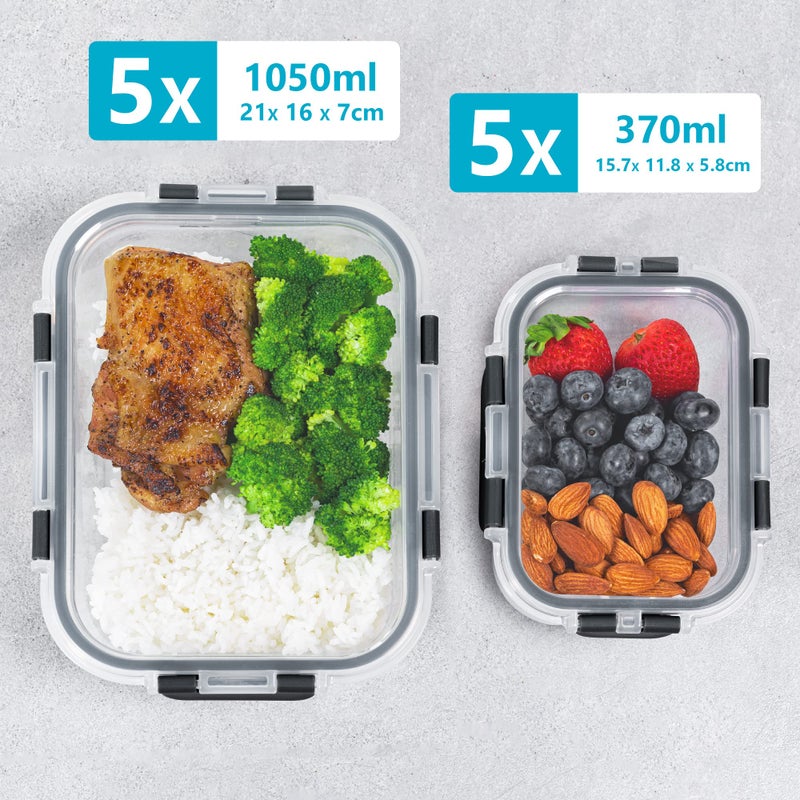 Igluu Meal Prep Glass Containers with Lids (10 Pack) â€“ Airtight & BPA-Free â€“ Oven, Microwave, Freezer & Dishwasher Safe â€“ 12.5oz/35.5oz â€“ Durable Borosilicate Glass - Image 4
