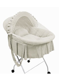 BABYCARA Newborn Baby Bed With Iron Stand Foldable Covers Cotton Fabric  - Image 1
