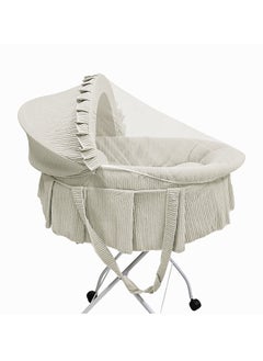 BABYCARA Newborn Baby Bed With Iron Stand Foldable Covers Cotton Fabric  - Image 2