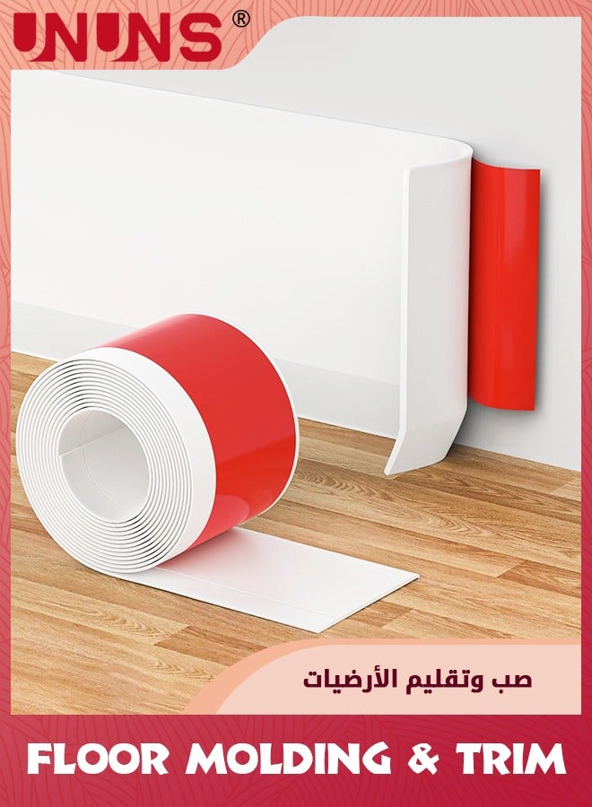 UNUNS Self-Adhesive Wall Trim,PVC Flexible Wall Base Baseboard Molding Trim,Peel And Stick Cove Base,Rubber Wall Base Moulding Trim,10CMx1Mx2 - Image 1
