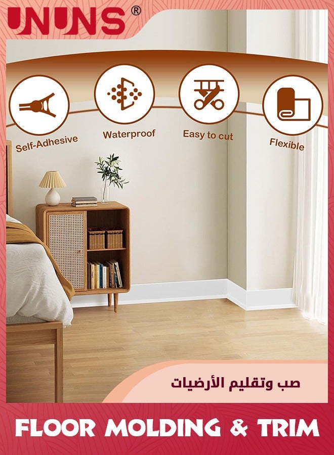 UNUNS Self-Adhesive Wall Trim,PVC Flexible Wall Base Baseboard Molding Trim,Peel And Stick Cove Base,Rubber Wall Base Moulding Trim,10CMx1Mx2 - Image 4