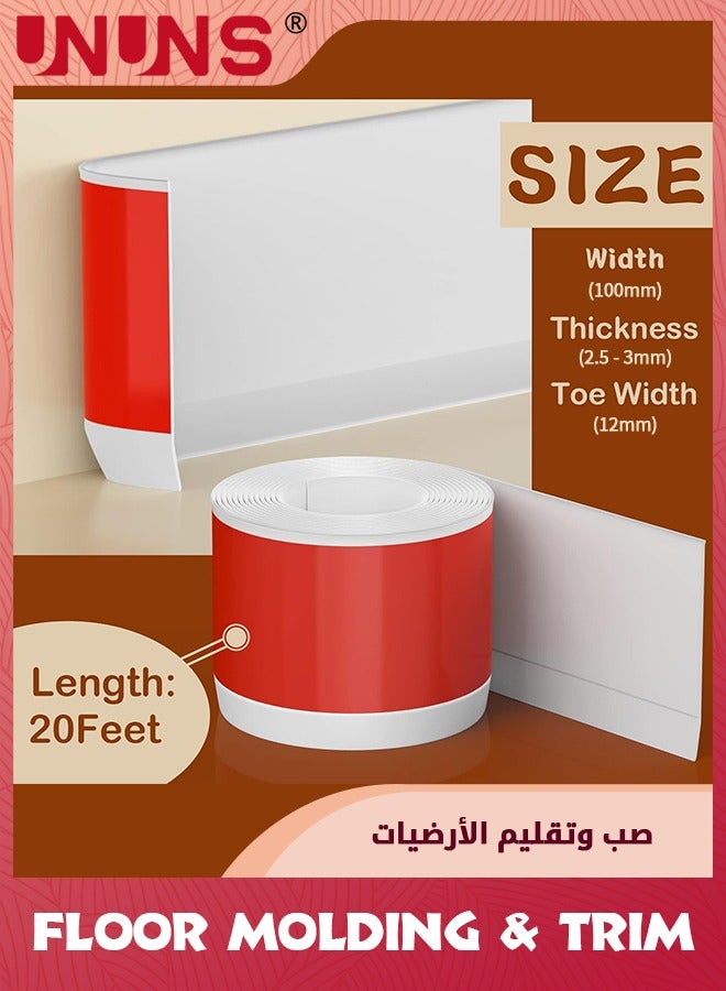 UNUNS Self-Adhesive Wall Trim,PVC Flexible Wall Base Baseboard Molding Trim,Peel And Stick Cove Base,Rubber Wall Base Moulding Trim,10CMx1Mx2 - Image 2