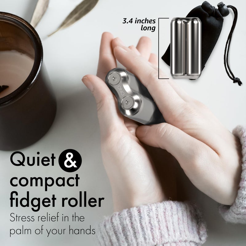 ONO Roller - Handheld Fidget Toy for Adults | Help Relieve Stress, Anxiety, Tension | Promotes Focus, Clarity | Compact, Portable Design (Natural, Full Size - Stainless Steel) - Image 2