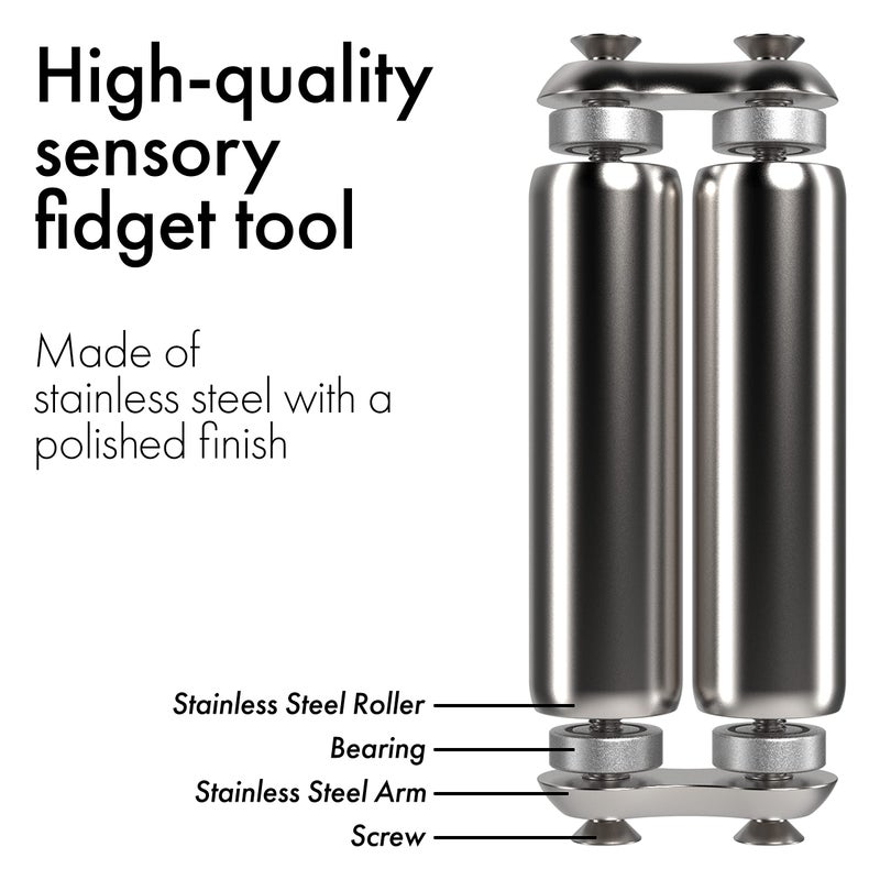 ONO Roller - Handheld Fidget Toy for Adults | Help Relieve Stress, Anxiety, Tension | Promotes Focus, Clarity | Compact, Portable Design (Natural, Full Size - Stainless Steel) - Image 4