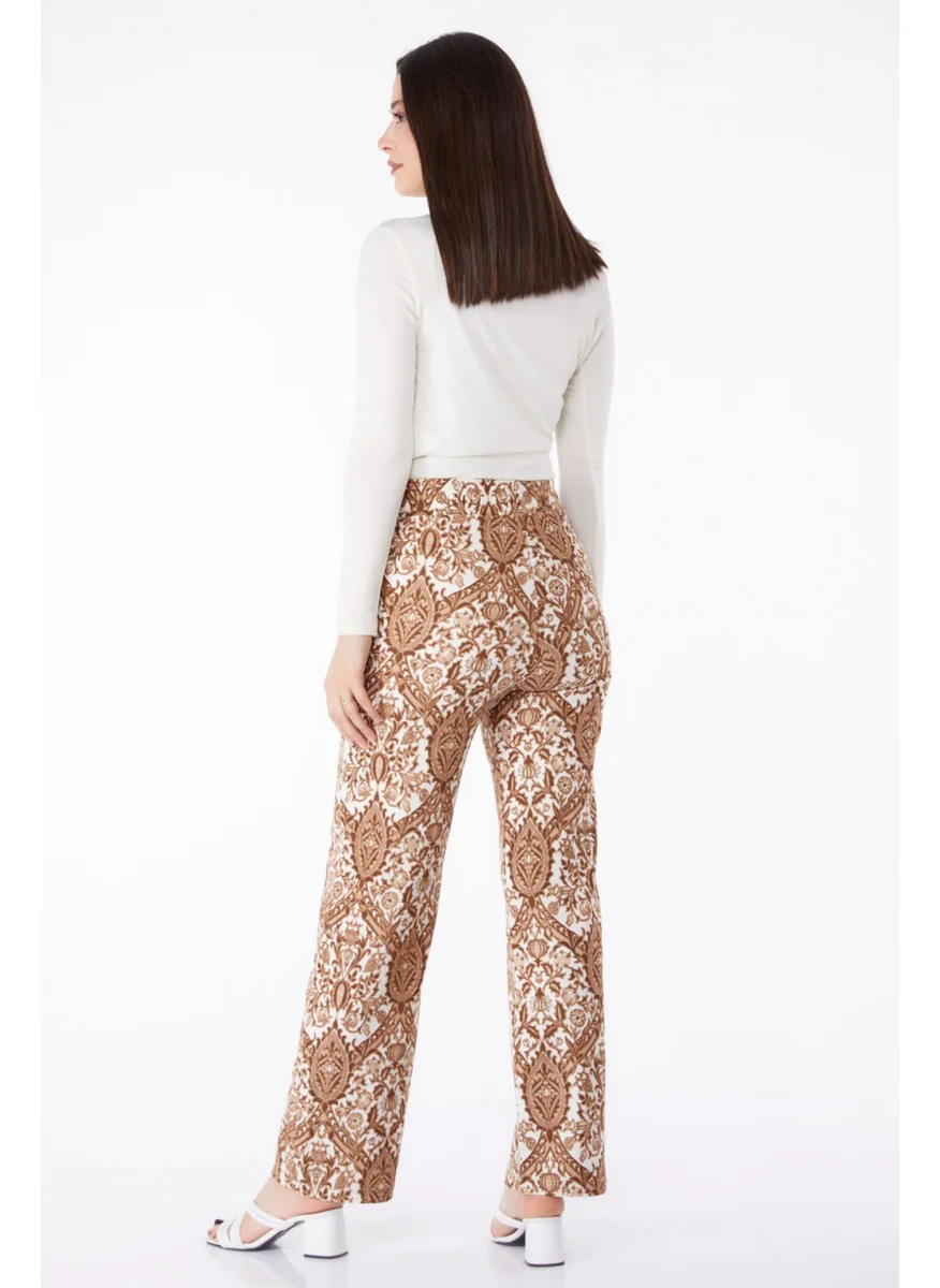 Tofisa Plain Mid Women's Mink Patterned Trousers - 25313