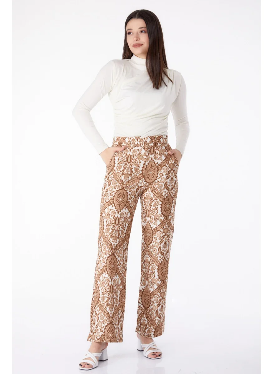 Tofisa Plain Mid Women's Mink Patterned Trousers - 25313