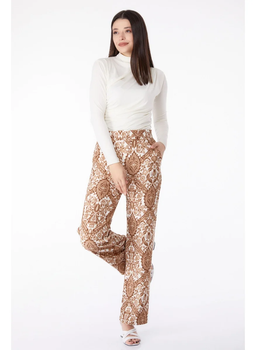 Tofisa Plain Mid Women's Mink Patterned Trousers - 25313