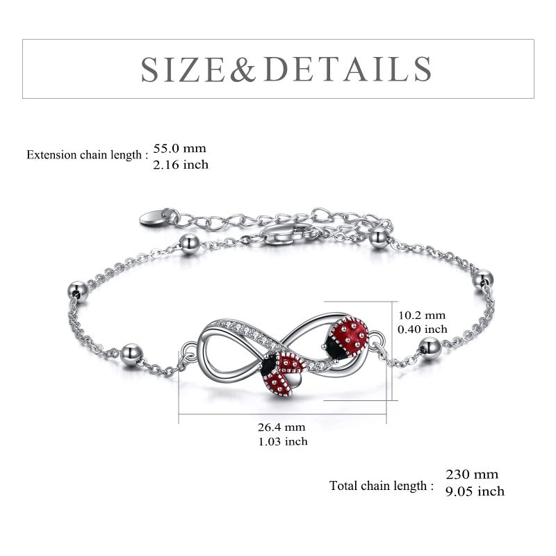 POPLYKE Ladybug Bracelet for Women 925 Sterling Silver Ladybug Jewelry Gifts for Mother Daughter Sister Grandma - Image 4