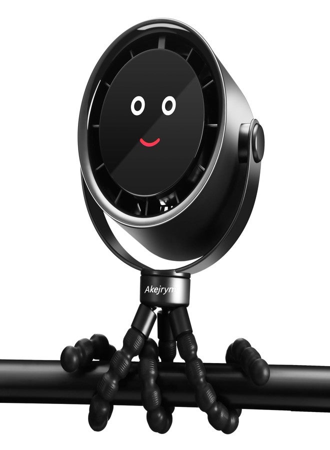 Akejrym Stroller Fan Portable, Personal Fan for Travel, Digital display, Detachable 5 Speeds Rechargeable 360° Rotate Flexible Tripod Fan, For Home Office Stroller Camping - Black - Image 1