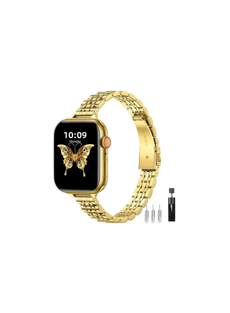 Slim Stainless Steel Adjustable Band for Apple Watch 38mm 40mm 41mm - Compatible with Series 9, 8, 7, 6, 5, 4, 3, 2, 1, SE - Perfect for Women with Small or Large Wrists. - Image 1