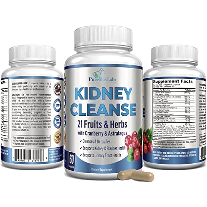 YUMMYVITE Herbal Kidney Cleanse with Cranberry Extract, Astralagus - 21 Fruits & Herbs - Detox & Cleanse Urinary Tract & Bladder Health, Kidney Support, 60 Vegan Capsules - Image 4