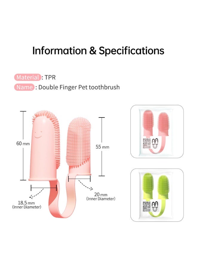 مجموعة قطعتين من أسنان أصابع الحيوانات الأليفة ، فرشاة أسنان الكلب مع 135 درجة ملفوفة حول الشعيرات للأسنان ، فرشاة أسنان أصابع الحيوانات الأليفة مناسبة لرعاية الأسنان للجراء والقطط والكلاب الصغيرة (الوردي والخضراء) - Image 4